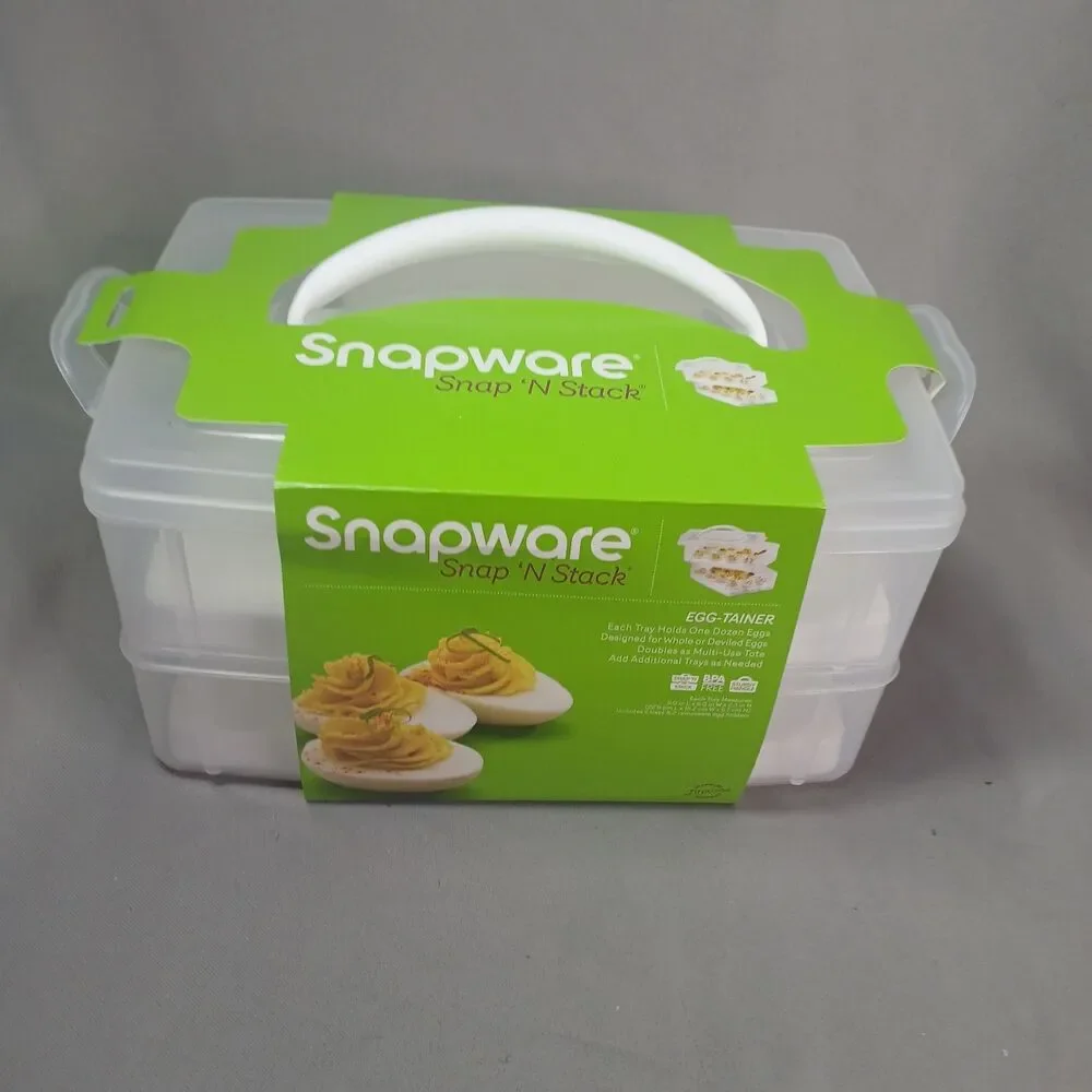 Snapware Snap N Stack Egg Tainer Deviled Egg Carrier Storage 24 Eggs NEW